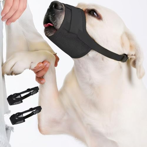 Hamibus 2-Pack Soft Mesh Dog Muzzle – Breathable & Adjustable, No-Bite and Escape-Proof Design for Grooming, Training, Walking – Fits Small, Medium & Large Dogs (Black, XXL)