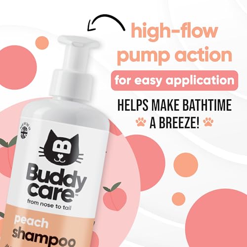 Buddycare Katzenshampoo für Katzen 500 ml Katzenshampoo mit Pfirsichduft zur Reinigung und zum Waschen