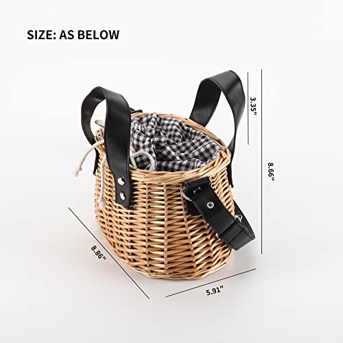 Image of YAHUAN Summer Straw Bag for Women Wicker Purses Woven Wicker Basket Handbag with Lining Beach Sea Rattan Tote