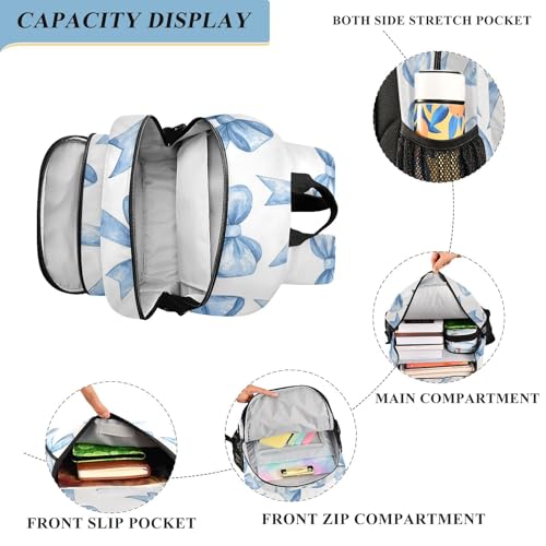 Blue Watercolor Coquette Bow Backpack for Boys Girls Elementary School Bag Kids Bookbag Travel Rucksack With Reflective Stripes4