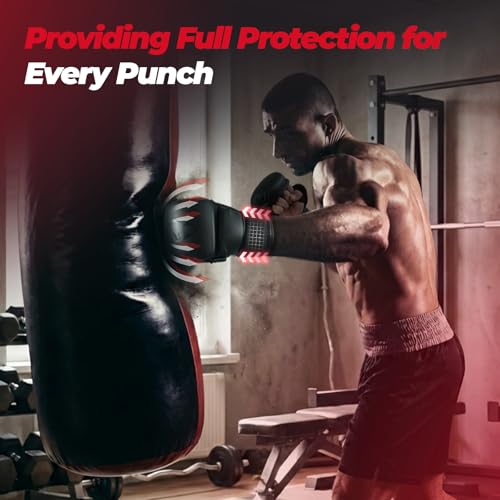 LIBERLUPUS MMA Gloves for Men – Punching Bag Gloves for Men, Open Palm Training Gloves for MMA Sparring, Kickboxing, Muay Thai, Youth Self-Defense, Durable Synthetic Leather with Wrist Support - Thumbnail 2