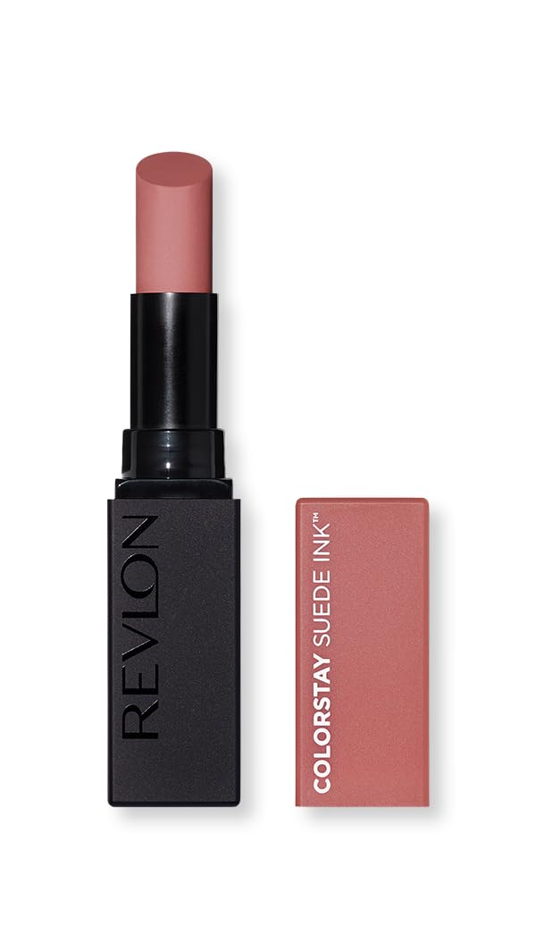 REVLONLipstick, ColorStay Suede Ink, Built-in Primer, Infused with Vitamin E, Waterproof, Smudge-proof, Matte Color, 001 Gut Instict, 0.09 oz.