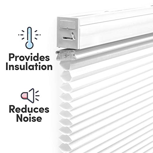Biltek Top-Down & Bottom-Up Cellular Honeycomb Cordless Pleated Blinds Sheer Shades - White, 46" W X 64" H #TOP4