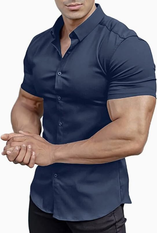 Men S Muscle Fit Dress Shirts Athletic Slim Fit Short | Desertcart UAE Men S Muscle Fit Dress Shirts Athletic Slim Fit Short | Desertcart UAE