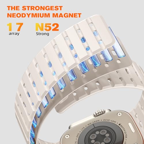 Bandletic Compatible with Apple Watch Band for Men Women, Rugged Magnetic Silicone Sport Strap for iWatch 49mm(Ultra 3/2/1),46mm(11/10),45mm(9/8/7),44mm(SE3/SE2/SE/6/5/4),42mm(3/2/1) by Bandletic - Image 3
