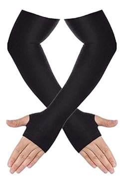 PinKit UV Protection Cooling Arm Sleeves for Men & Women. Perfect for Cycling, Driving, Running, Basketball, Football & Outdoor Activities - Black 1 Pair