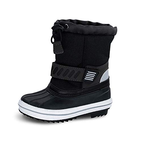 TF STAR Boys Girls Toddler Ankle Winter Snow Boots, Outdoor Waterproof Cold Weather Snow Boots for Children/Kids Black