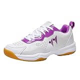 ZHENSI Chaussures De Badminton Légères pour Femmes Baskets De Volley-Ball De Ping-Pong De Tennis Antidérapantes Chaussures D'intérieur,Violet,39 EU