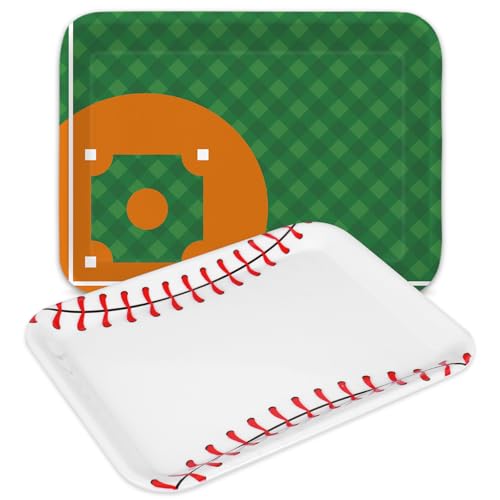 JarThenaAMCS 2Pcs Baseball Serving Trays Melamine Platter Sport Themed Serving Dishes for Party Sharing Snacks Fruit Dessert Supplies