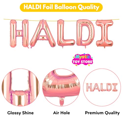 Image of Haldi Banner Rose Gold for Wedding Home Boys Girls Men Women Foil Balloon Decoration Decor Celebration Rose Golden