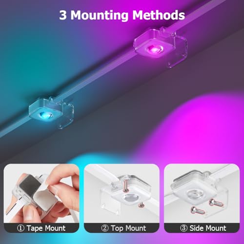 50ft Permanent Outdoor Light, Smart RGB Plus IC Outside Lights for House, App/Remote Control String Light, Compatible with Alexa, IP67 Waterproof LED Strip for Daily Party Christmas All Holiday Decor by EcoMyLife - Used condition - Image 7