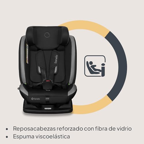 LIONELO AART I-SIZE Cadeira de carro para bebé 40 – 150 cm, montagem com cintos de segurança, apoios de cabeça e inclinação ajustáveis, almofada lombar e redutor, padrão R129 i-Size
