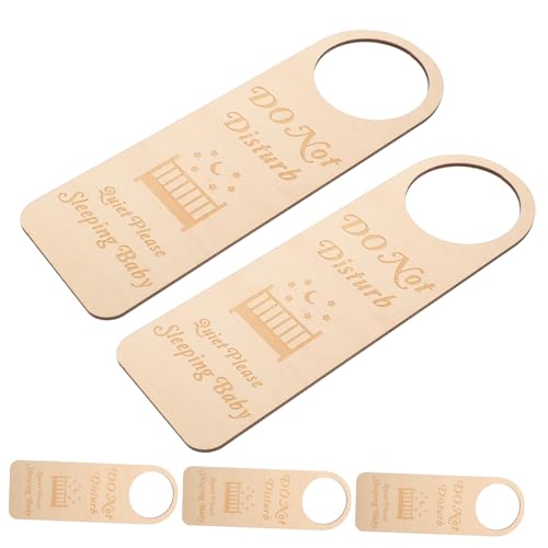 IWOWHERO Hanging Sign for Front Door 'Sleeping' Decor 5pcs Door Hanger Wooden Baby Sleep Plate