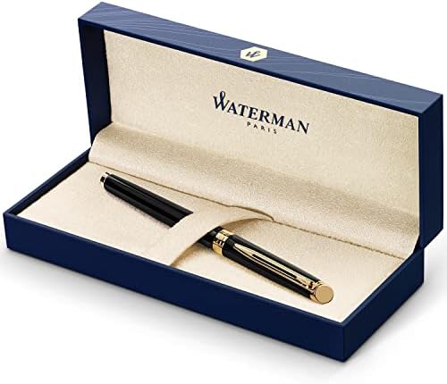 Waterman Hemisphere Fountain Pen | Matte Black with 23 k Gold Trim | Medium Nib | Blue Ink | Gift Box