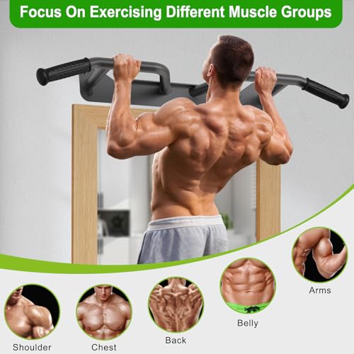 SELEWARE Heavy Duty Wall Mounted Doorway Pull Up Bar Multifunctional Joist Mount Chin Up Bar with Resistance Band Hooks for Home Gym Workouts, Fully Welded Steel Construction Support to 600LBS by SELEWARE - Used condition - Image 3