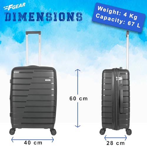 Image of F Gear PPS27 Polypropylene Hardshell /Hardsided /Hardcase Light Weight 8 Wheeler Spinner Luggage Bag /Smooth Speed Wheel Suitcase /Trolley with TSA Lock for Men Women (Check in 24 Inch, Dark Grey)