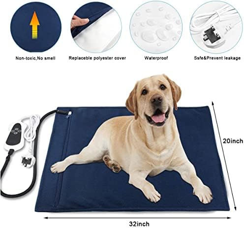 RIOGOO Pet Heating Pad Large, 32x 20Inch Dog Cat Warming Pad Electric Heating Pad for Dogs and Cats Indoor Warming Mat with Auto Power Off (UK)