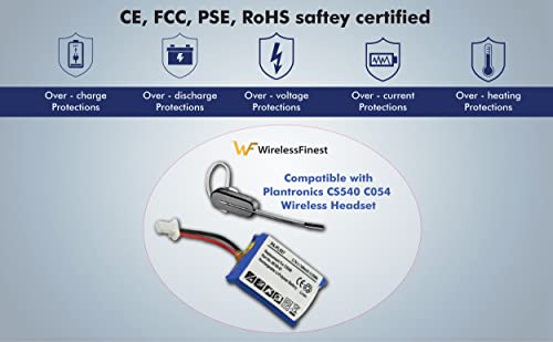 Replacement Battery For Plantronics Cs540 C054 Wireless Headset Headphones Repair For 86180-01, Pl-86180-01 & 84479-01, Rechargeable Li-Polymer Battery, Li-Pol, 140Ma #TOP1