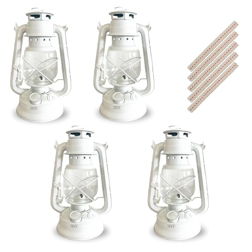 Juego De 4 Lámparas De Aceite Retro, Con Mecha Sin Electricidad, Resistentes A La Intemperie Y Elegantes, 24 Cm De Alto, Color Blanco O Negro, Decoración Y Luz De Emergencia Para Jardín, Camping Y