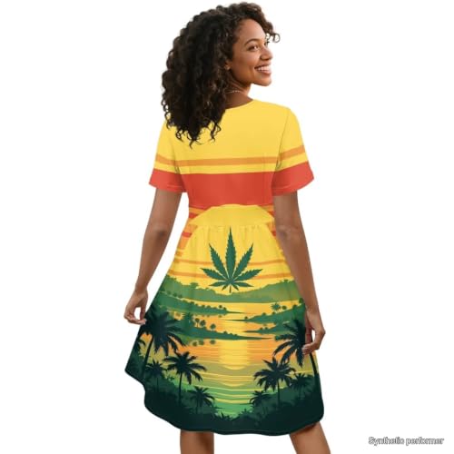Image of Women's Summer Dresses Short Sleeve Formal Dresses with Pockets | Lightweight polyester fabric delivers cool airflow during hot summer outdoor activities