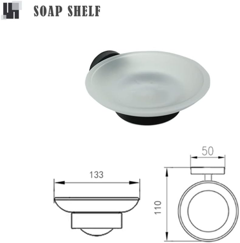 Bathroom Accessories Towel Rack Shelf Matte Black Towel Ring Hanger Wall Mounted Paper Holder Toilet Brush Holder Robe Coat Hook,2 PCS Paper Holder (Soap Dish)