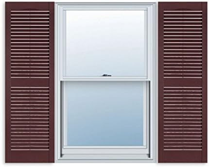Exterior Solutions Standard Louver Exterior Vinyl Shutter, Burgundy (Pair), 15 Inch x 59 Inch