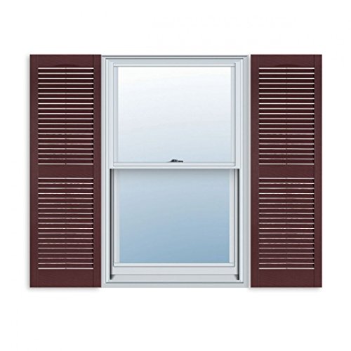Exterior Solutions Standard Louver Exterior Vinyl Shutter, Burgundy (Pair), 15 Inch x 59 Inch