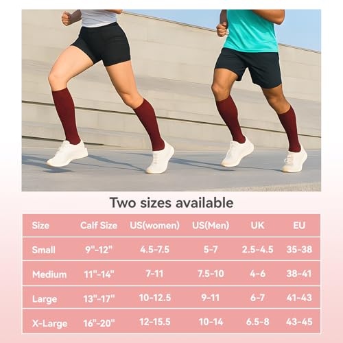 Image of 3 Pairs cool-max Compression Toe Socks for Women 15mmHg Circulation Support Socks for Athletic Running Cycling Red Medium