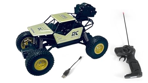 Image of Braintastic 1:18 Scale 4WD RC Rock Crawler Truck with Smoke Effect, Off-Road Remote Control Car with LED Lights, All-Terrain Tires, Rechargeable Battery, Durable Suspension for Kids & Adults