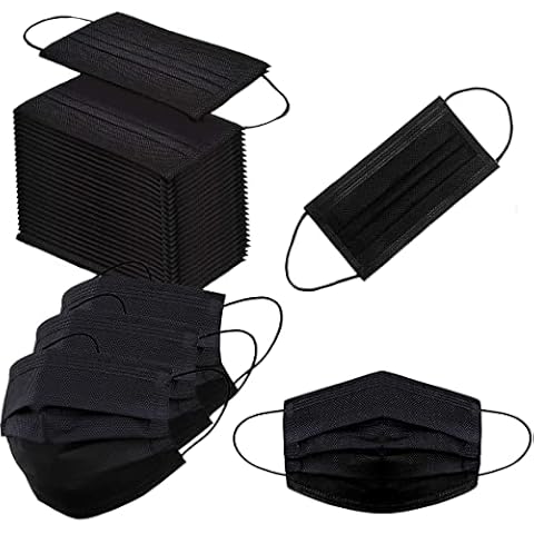 Buaszay 100 Pcs of Black Disposable Masks… Cover