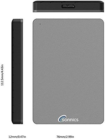 Sonnics 1TB DarkGrey External Portable Hard drive USB 3.0 super fast transfer speed for use with Windows PC, Apple Mac, Smart tv, XBOX ONE & PS4