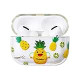 AKABEILA Airpods Pro Case Cover For Women,Compatible with Apple Airpods Pro Case Clear With Designs Patterns Airpods Pro Hard Case PC Shockproof [Front LED Visible] Anti-fall Full Protector, Pineapple