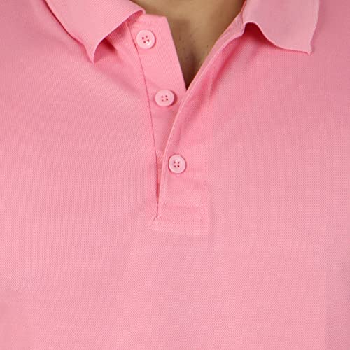 Image of Regular Fit Solid Men Polo Neck Collar T-Shirt Pack of 1 Pink