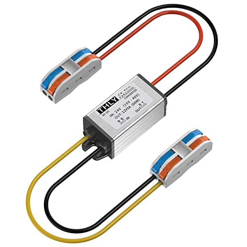 24V to 12V Transformer 5A 60W – Trasformatore 24V 12V IP67 Impermeabile, Regolatore di Tensione per Auto, Camion, Camper, Barche, LED, GPS, Barche