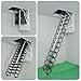Ceiling Mount Attic Ladder, Retractable Attic Ladder Ceiling Pull Down System, 12 Steps Folding Loft Step with Armrests, Hidden Mount Attic Extension Stairs for Garage(Black, Step 12)