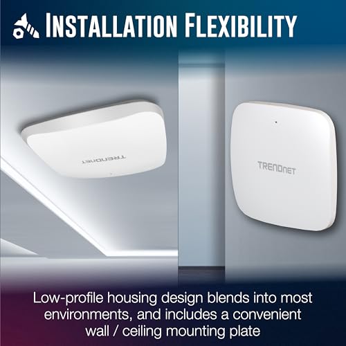 Image of TRENDnet AX3000 Dual Band WiFi 6 PoE+ Access Point, TEW-923DAP, 1 x 2.5GBASE-T PoE+ LAN Port, OFDMA and MU-MIMO Technology, 2402Mbps (5Ghz), 573Mbps (2.4Ghz), WPA3 Ecryption, White