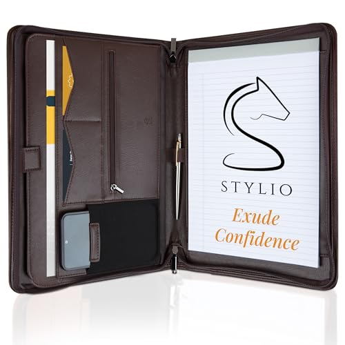 STYLIO A4 Conférencier couleur noyer à fermeture éclair Format A4 Porte-documents pour iPad/tablette (jusqu’à 11