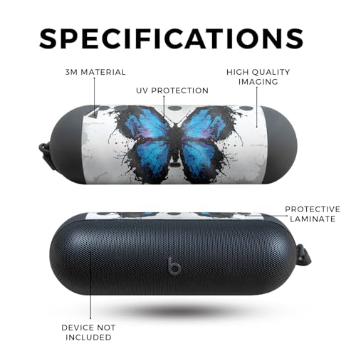 Image of Glossy Glitter Speaker Skin Compatible with Beats Pill (2024) - Butterfly Splash - Premium 3M Vinyl Protective Wrap Decal Cover - Easy to Apply | Crafted in The USA by MightySkins