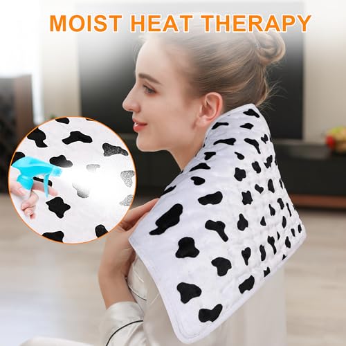 Image of Deepsoon Heating Pad,Electric Heating Pads for Back,Neck,Moist Heating Pad for Abdomen Shoulder Knee Legs,Dry /Moist Heat&Auto Shut Off,Mother's Day Birthday for Men and Women,White Black,24x12 Inch