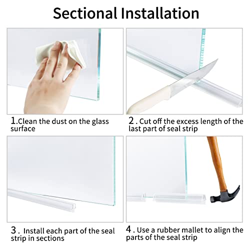 Yummycarrot Shower Door Bottom Seal Strip-41 Inches(13.7 Inch * 3), Frameless Glass Door Seal Stop Shower Leaks, 3/8 Inch Thickness Glass Shower Door Sweep #TOP5