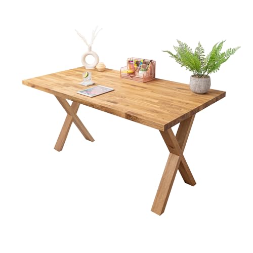 Oiled Solid Oak Desk with Oak Wood Legs | 1200mm x 500mm x 40mm | Premium Fully Finished European Wood Table and Oak Legs for Working, Writing and