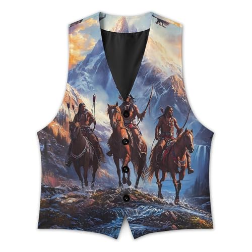 Ea-gles Indian Native USA Horse Men's Suit Vest Slim Fit Business Dress Party Pattern Waistcoat Vest Top3