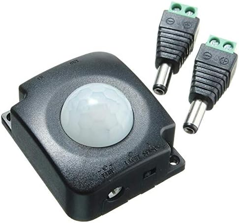 Switch Automatic PIR Motion Sensor Switch Adjustable Light Lamp Switch for LED Strip DC 12V-24V 10A -(Black)