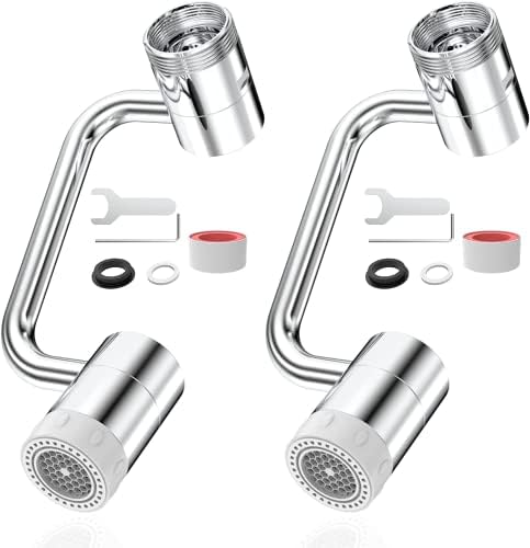 2 Pcs Faucet Extender, 1080° Large-Angle Rotating Faucet Extender Aerator, Universal Splash Filter Faucet Aerator for Bathroom & Kitchen Sink with 2 Water Outlet Modes