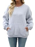Nfison Womens Oversized Hoodies Sweatshirts Long Sleeve Casual Sweater Pullover Fall Outfits with Pocket Meidum Gray