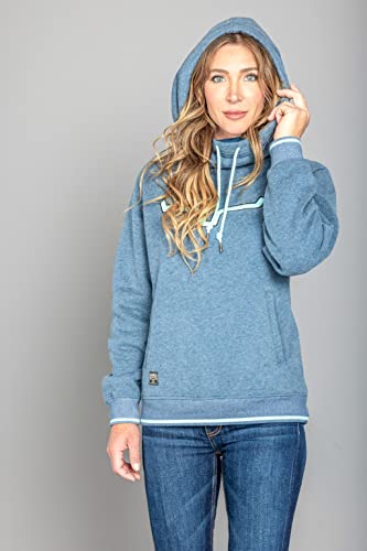 Kimes Ranch Women's Pull-Over Long Sleeve Hoodie With Cowl-Neck Two Scoops/Navy Heather #TOP6