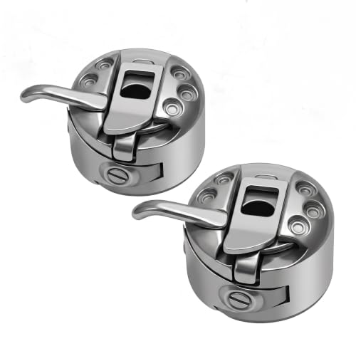2 Canilleros Universales para Máquina de Coser, Canilla Universal Caja de Bobina 22 mm de Metal, Repuestos Máquinas Coser para Singer Alfa Silvercrest, Lanzadera Plana Costura