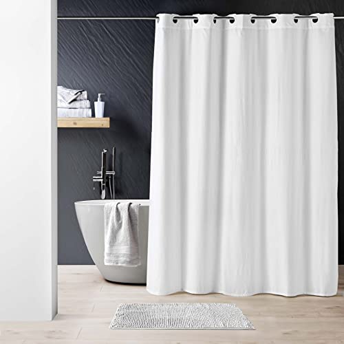 Rideau de douche microfibre gaufree a oeillets clipsables anti eclaboussures - 3