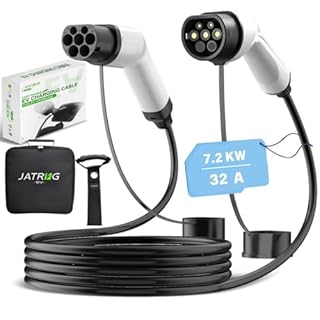 JATRHG Câble de Recharge EV 7.2KW 32Amp /Monophasée/ 15 mètres/Véhicule électrique et Hybride Rechargeable de Type 2 à Type 2