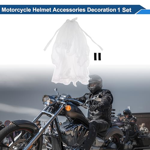 Partuto Motorcycle Helmet Accessories Decoration Helmet Veil for Motorcycle Bicycle Skiing Helmets White Plush Stickers 1 Set